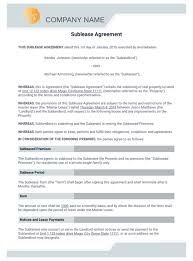 Musa december 9, 2018 agreements no comments. Free Sublease Agreement Template Pdf Templates Jotform