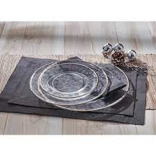 14 indell lane brampton, on l6t 3y3 canada phone: Split P Metallic Silver Rim Glass Clear Dinner Plate Set Of 4 2825 650s The Home Depot