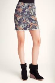 Kensie Jeans Puzzle Camo Denim Mini Skirt