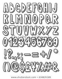 Thick Doodle Handwritten Outline With Drop Shadow Alphabet Numbers Signs With Marker Pen Lettering Alphabet Lettering Tutorial Hand Lettering Alphabet