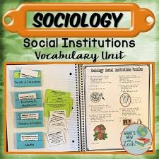 Sociology Social Institutions Vocabulary Unit Social Institution Sociology Social Studies Education