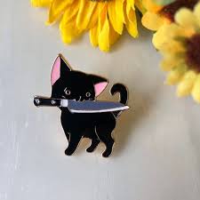 Avamie Ninja Cat With Knife Enamel Lapel Pin Etsy Ninja Cats Enamel Lapel Pin Dog Jewelry