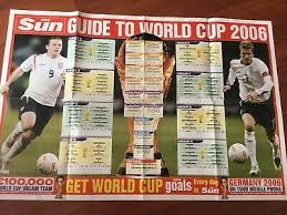2006 Germany World Cup Sun England Wall Chart Ebay
