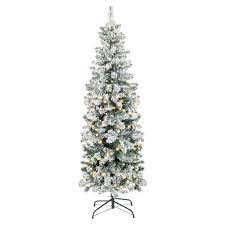 Best Choice Products 7 5ft Pre Lit Artificial Snow Flocked Pencil Christmas Tree Holiday Decoration W 350 Clear Lights Walmart Com Pencil Christmas Tree Skinny Christmas Tree Pencil Trees