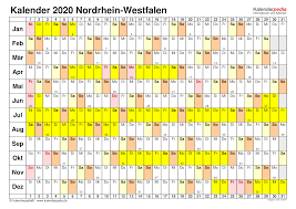 Hier finden sie termin, datum und wochentage von ostern 2021! Kalender 2020 Nrw Ferien Feiertage Excel Vorlagen