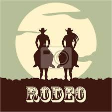 Check spelling or type a new query. Rodeo Poster Mit Cowboy Und Cowgirl Silhouette Reiten Auf Wildpferd Fototapete Fototapeten Bronc Lasso Rancher Myloview De