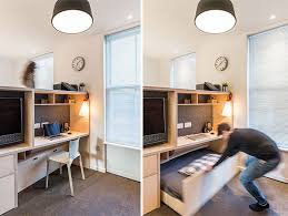 Because there's such a tiny space to work with in the first place there's this suspended bed which would otherwise be a bedroom if there was enough room for one, next to it there's a dining area with a small table. 50 Small Studio Apartment Design Ideas 2020 Modern Tiny Clever Small Apartment Interior Apartment Design Small Studio Apartment Design