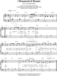 I Dreamed A Dream From Les Miserables Sheet Music Easy Piano In F Major Transposable Download Print Sheet Music Piano Sheet Music Pdf Download Sheet Music