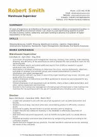 Warehouse Supervisor Resume Samples Qwikresume