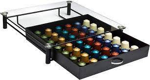 Fits most coffee machines non slip & drip rubber surface mat easy sliding drawer that holds up to 36 pods with 6 sections fits most coffee pod capsule. Amtido Capsule Holder Coffee Capsules Storage Box Elegant Drawer Box For Capsules And Glass Plate As A Base For The Espresso Machine Capsule Dispenser For Storing Coffee Amazon De Home