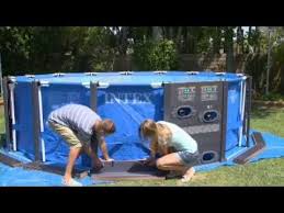 28382 Intex Graphite Gray Panel Pool With Sand Filter Pump Safety Ladder Ground Cloth Pool Cover Youtube Pool Cover Pool Accessories Intex