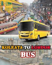 दूरी? kolkata to london bus ...