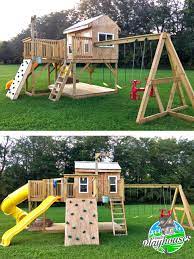 Playground Playhouse Plan 2 Sizes Sold Separately Backyard Play Kids Backyard Playground Backyard For Kids