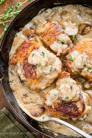 Chicken Thighs With Mushroom Herb Pan Sauce Recipe Cast Iron Recipes Recipes Chicken Thighs Mushrooms