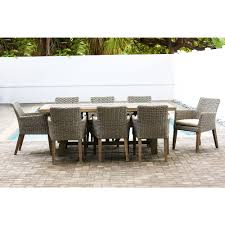 Patio Plus Indo 9 Piece Rectangular Patio Dining Set In Canvas The Home Depot Canada