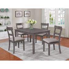 Crown Mark Grey Henderson 5 Pk Dining Set Solid Wood Dining Set Dining Table Wood Dining Room Furniture