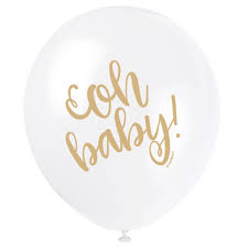 Latex Gold Script Oh Baby Baby Shower Balloons White 12in 8ct Walmart Com