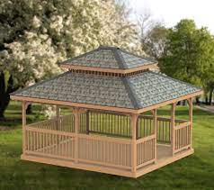 This is an octagonal gazebo design with a modern twist. Garden Gazebo 020 Building Plans Double Hip Roof 14 X 16 Gazebo Blueprints Gazebo Plans Backyard Pavilion
