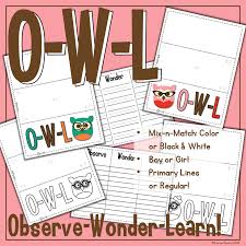 Freebie Owl Chart Observe Wonder Learn Perfect Activity