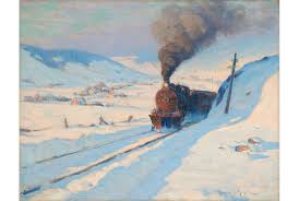 Clarence Gagnon Le Train En Hiver V 1913 14 Huile Sur Toile 56 X 71 Cm Collection Donald R Sobey Canadian Artists Impressionism Canadian Painters