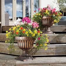 Set of 2 Bronze Pedestal Planters - Buy 2 & Save £5 | Features ...