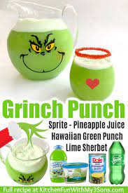 Grinch Punch Is A Fun Family Drink To Make With The Kids At Christmas All You Need Is Four Ingredients A In 2021 Grinch Punch Christmas Drinks Christmas Punch Recipes