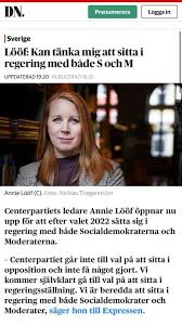 Här samlar vi alla artiklar om centerpartiet. Annie Loof Politician Facebook