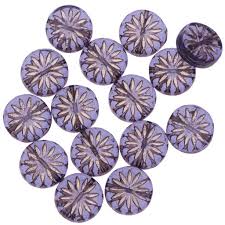 Czech Glass Beads Coin With Aster 12mm Tanzanite Purple Transparent Beadaholique