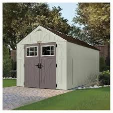 Resin Tremont Storage Shed 8 X1 6 Vanilla Gray Suncast Gardensheds Suncast Storage Shed Building A Shed Plastic Sheds