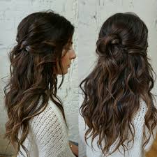 Halfup W Waves By Sarahwhair Wedding Hair Brunette Curly Wedding Hair Wedding Hair Half