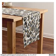 Elegant Gold Leopard Animal Print Pattern Short Table Runner Printed Table Runner Dinner Table Setting Table Runners