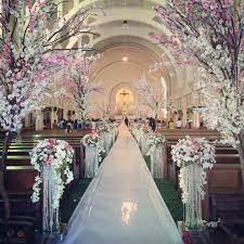 Will Be Married At A Church Decorated With Pink And White Flowers In The P Wedding Ceremony Decorations Church Wedding Church Decor Church Wedding Decorations