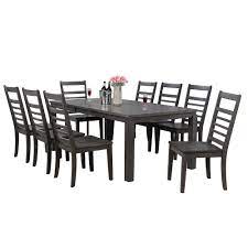 Table made of veneers, wood and engineered wood. Dining Set Shades Of Gray 9 Piece Sunset Trading