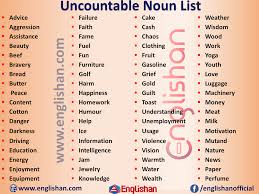 Uncountable Noun List Countable And Uncountable Nouns With Their Rules In 2020 Uncountable Nouns Nouns Nouns Lesson