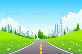 City Landscape With Trees And Road City Landscape Landscape Trees City Cartoon Use it for your creative projects or simply as a sticker you'll. city landscape with trees and road