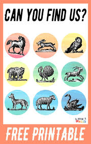 9 Animals To Hide Free Printable From Librarywalls Com Free Printable Animals Library Colorful Librarywalls Free Poster Printables Printables Library