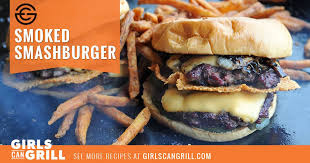 Smashburger recipe using garlic butter to baste the burger buns and the smashburger. The Secret To Creating A Smoked Smashburger Girls Can Grill