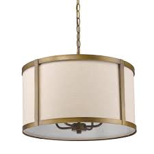 Acclaim Lighting Jessica Indoor 4 Light Raw Brass Pendant With Fabric Shade In11140rb The Home Depot Drum Chandelier Pendant Light Acclaim Lighting