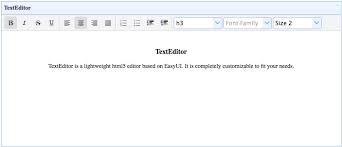 It's a free and handy text editor for both plain text files and formatted text files and printing. Texteditor Extension Jquery Easyui