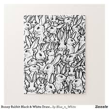 Black And White Puzzle Drawing Bunny Rabbit Black White Drawings Cute Fun Hard Jigsaw Puzzle Zazzle Com Bunny Drawing Black White Drawing Black White Rabbit