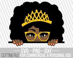Peeking Afro Girl With Crown Svg Black Queen Svg Melanin Etsy