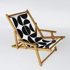 A simple yet stylish design, this is the sort of patio dining chair that makes a statement. Mid Century Modern Geometric 04 Black Sling Chair By Theoldartstudio Society6