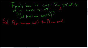 Probability A Family Crashes At Least One Car Multiplication Rule And Co Math Videos Teaching Math Multiplication Rules