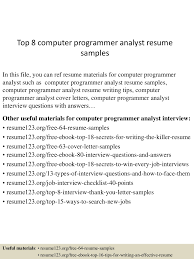 Top 8 Computer Programmer Analyst Resume Samples