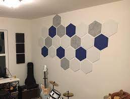 Amazon Com Jardeon Hexagon Acoustic Panels Silver Gray Art Decor Sound Proof Padding Wall Tiles Beveled Edge 12 X 1 Acoustic Panels Sound Panel Wall Tiles