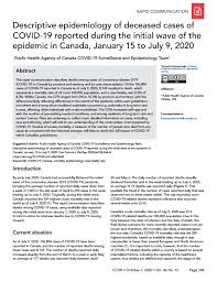 Descriptive Epidemiology Of Deceased Cases Of Covid 19 Reported During The Initial Wave Of The Epidemic In Canada January 15 To July 9 2020 Ccdr 46 10 Canada Ca