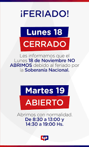 En cuanto a los laboratorios pcr, éstos deberán funcionar como cualquier otro fin de semana o feriado, es decir, con los turnos acordados por cada uno de. Polo Positivo Twitterissa El Dia Lunes Estara Cerrado Por El Feriado Los Esperamos Manana Sabado O Martes En Nuestros Horarios Habituales