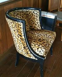 Leopard Upholstery Covered Vintage Barrel Back Accent Chair Hollywood Regency Black Lacquer Lounge Chair Design Velvet Dining Chairs Grey Dining Chairs Modern