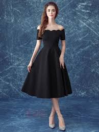 Ericdress Casual Off The Shoulder Short Sleeves Tea Length Cocktail Dress Tea Length Cocktail Dresses Dresses Homecoming Dresses
