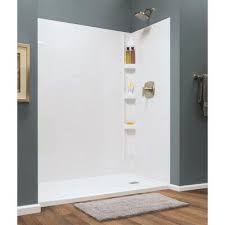 Style Selections Hampton Glue Up Wall 60 In X 72 In White Shower Surround Back Wall Panel Lowes Com In 2020 Shower Wall Panels White Shower Bathroom Wall Panels